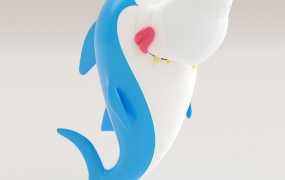 C4D模型  C4D Octane可爱的卡通鲨鱼模型 Cartoon shark 含贴图 含材质