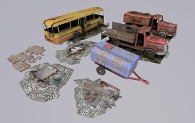 Ruins – 废旧汽车游戏场景3D模型 含材质贴图