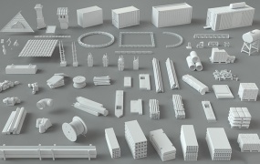 C4D模型 66组建筑工地厂房屋子模型合集 C4D MAX OBJ FBX