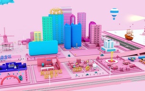 C4D模型 天猫淘宝电商首页风格电商设计工程模型 含材质 含贴图