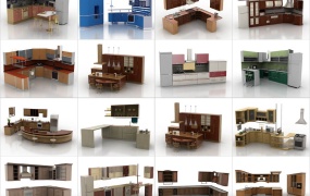 28套厨房橱柜模型合集 Kitchen set 3d models