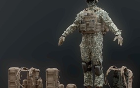 军人作战服迷彩全套装备3D模型 SOLDIER complete Pack 3D model