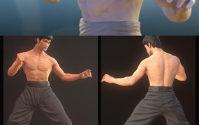 C4D模型 李小龙手办人物模型C4D MAX OBJ FBX  含材质 含贴图