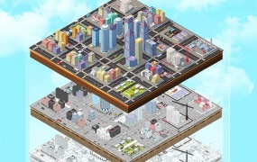 C4D模型 Low Poly风格卡通城市建筑群工程 含材质 含贴图