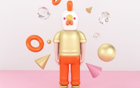 C4D教程 C4D卡通鸡仔建模渲染教程