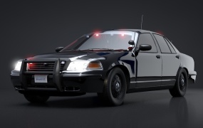 C4D模型  警车C4D模型 C4D 3DS FBX OBJ  含贴图 含材质