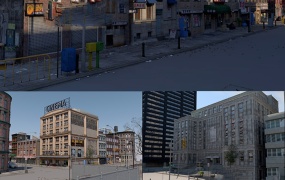 5套C4D城市街区模型合集城市街区 街道 老城市 城市高楼 高楼大厦 楼房 城市街道