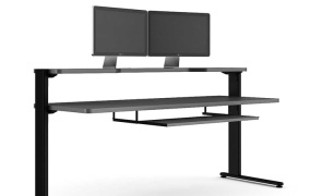C4D模型 商场展厅电脑桌子双显示器电脑屏幕模型 含材质 含贴图