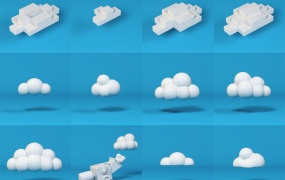 24个低面卡通云C4D模型预设合集 cloud pack