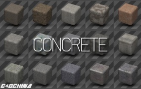 34个水泥墙面 混凝土纹理材质 Concrete Textures for Cinema 4D