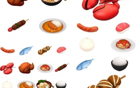 12个卡通食物3D模型 食物3D模型MAX FBX OBJ 有材质