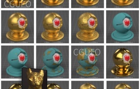 260组C4D Redshift 4K材质预设 钢铁金属黄铜金银铝铂铬材质球