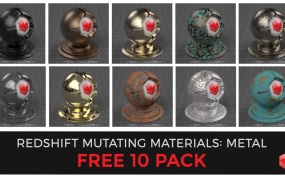 10个C4D Redshift金属材质预设 Redshift Mutating Materials Sampler Pack