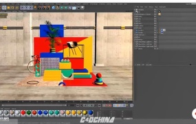 抽象三维场景渲染合成C4D教程(西班牙语) Domestika – Abstract Compositions With Cinema 4D