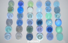 C4D材质预设 72种水液体透明玻璃材质