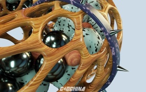 C4D制作抽象镂空圆球中文案例教程(包含工程文件)