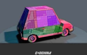C4D教程 C4D卡通汽车纹理贴图烘焙技术展UV教程