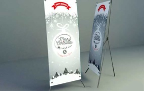 C4D模型 超精细X展架 易拉宝广告牌3D模型 C4D模型 含贴图 含材质