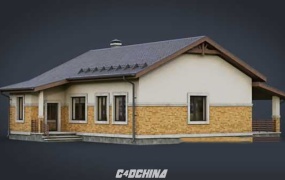 C4D模型 建筑模型-GAME READY COTTAGE C4D模型 含贴图 含材质