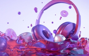 C4D工程 C4D OCTANE水花耳机创意模型