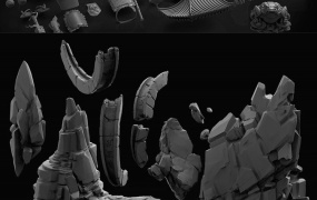3D C4D古风建筑模型石狮龙斗篷石头酒壶木屐蟾蜍 obj zbp ZTL格式