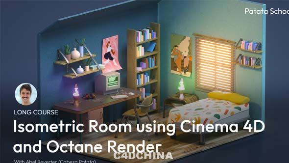 C4D/OC渲染器制作等轴2.5D房子建模渲染教程How to Make an Isometric Room in Cinema 4D and Octane